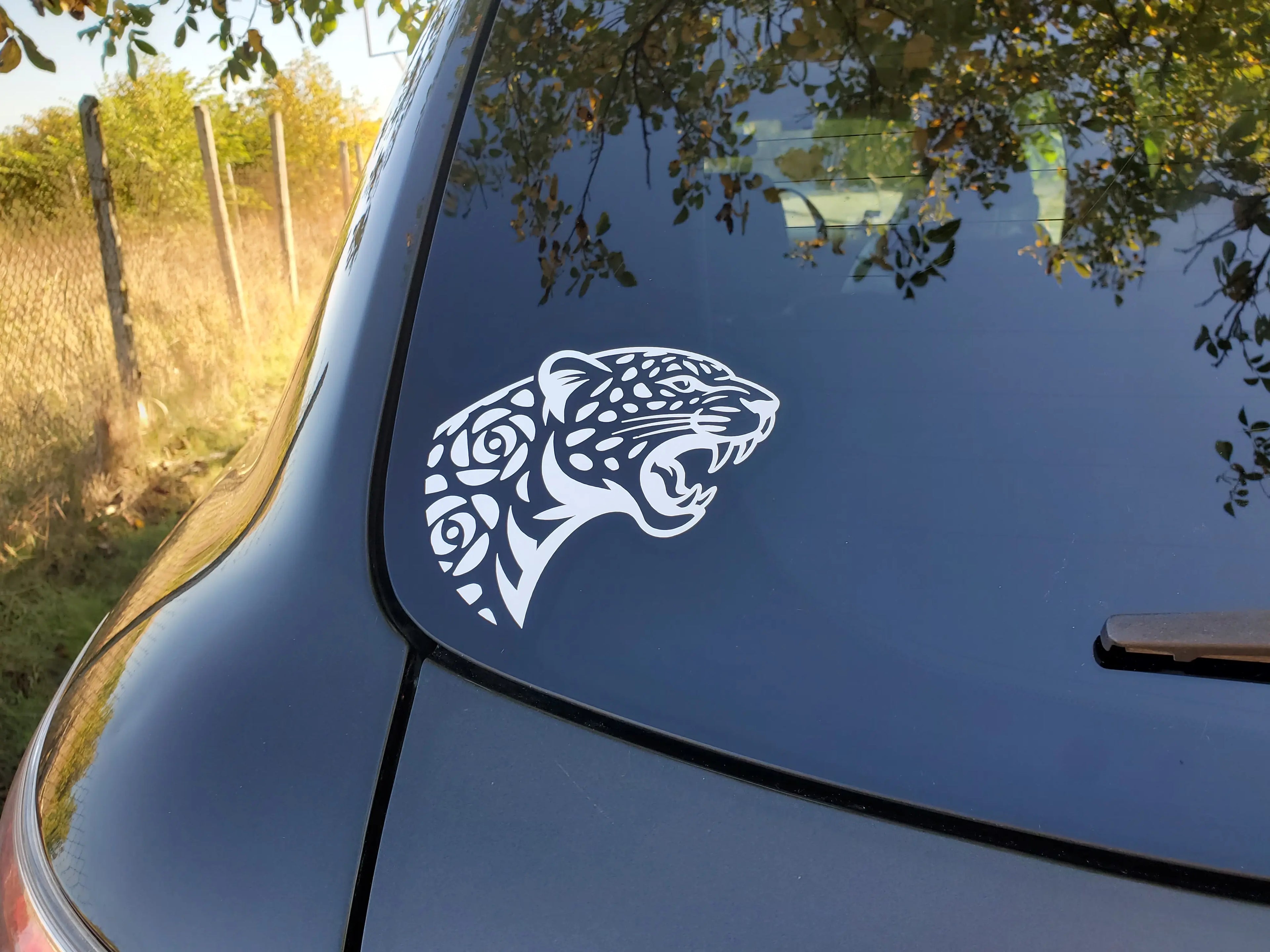 Floral Jaguar Vinyl Decal