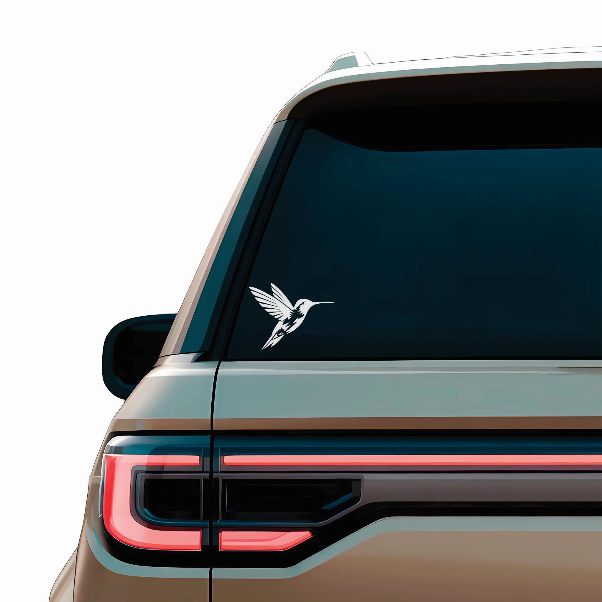 Elegant hummingbird vinyl decal silhouette, a calm nature sticker for journals, travel cups and simple, airy workspaces.